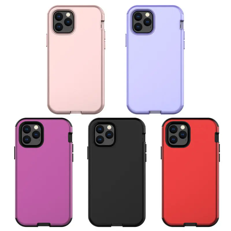 

3 in 1 Hybrid Armor Shockproof Phone Case For iPhone 12 Mini 12Pro 11Pro Max PC & Silicone 360 Heavy Duty Protection Back Cover