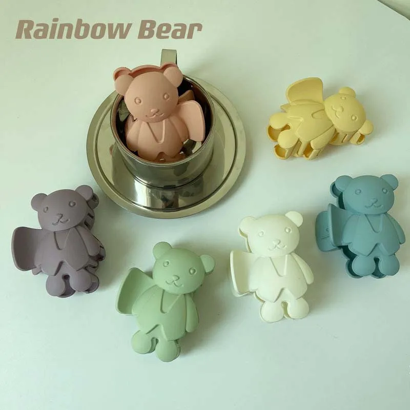 

Заколка для волос с милым медведем женская, однотонный милый зажим для волос с мультяшным рисунком, модный аксессуар для волос