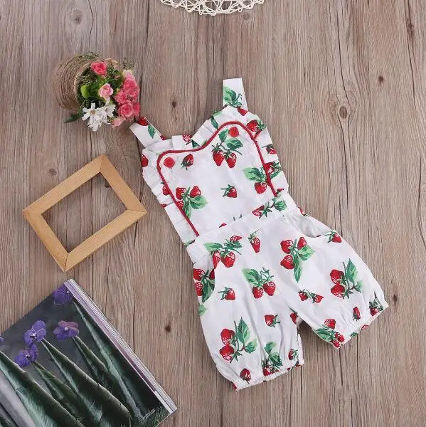 Детский комбинезон одежда для девочек Летний с принтом клубники | Мать и ребенок