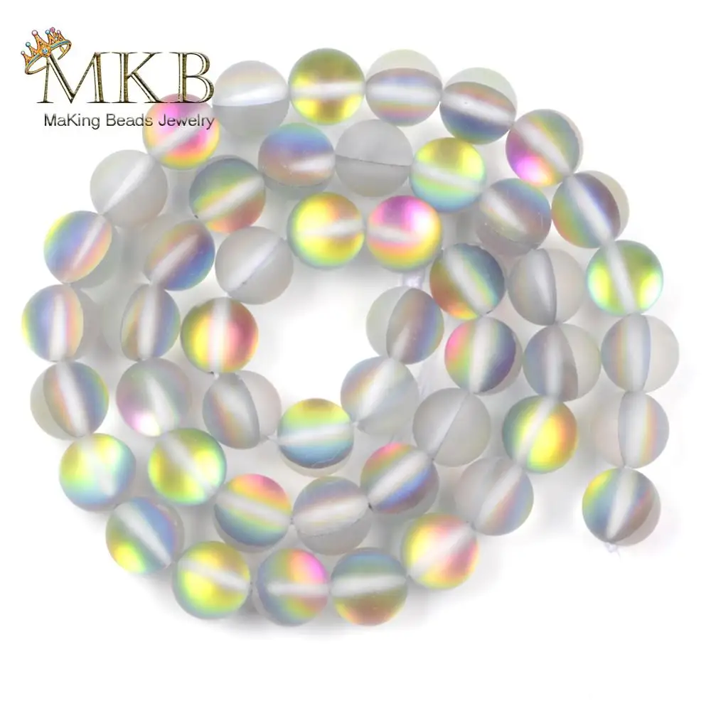 Круглые Бусины Из Натурального стекла радужные цвета для изготовления ювелирных