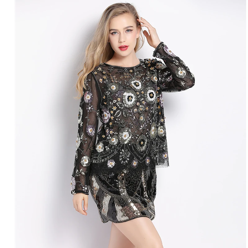 H80 &amp S90 новые женские модные топы пикантные Вечерние бисером пуловер украшенный