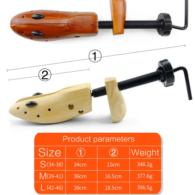 1 Piece Wood 2-Way Wooden Shoe Trees Adjustable Shape For Women Men Shoes Tree Professional Shoe Stretchers Extender Keeper