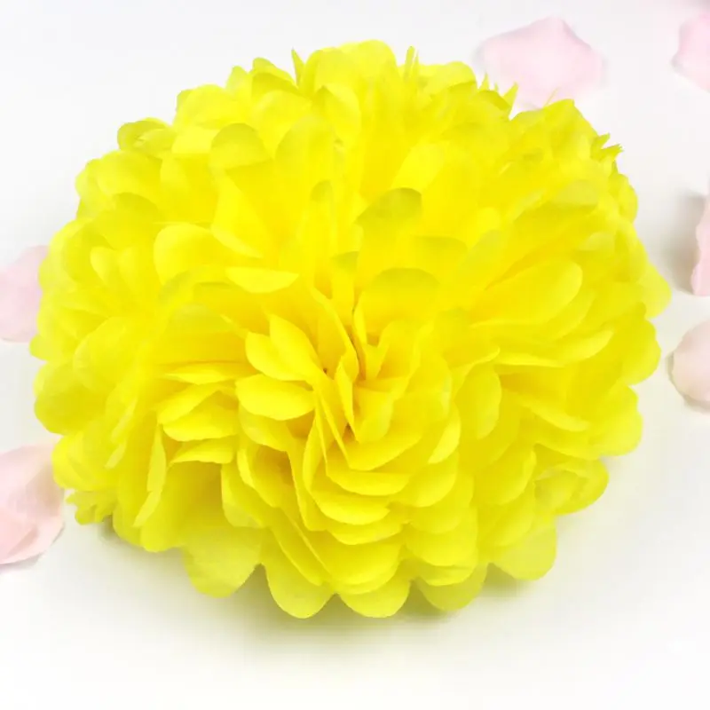 lemon yellow 12 см/15 см/20 см/25 см/30 см/35 см(для детей в возрасте от 4 до 14 лет дюйма), свадебных платьев, декоративных изделий и Бумага помпонами шарики-Помпоны вечерние дома декоративная ткань/День Святого Валентина Декор - Цвет: lemon yellow