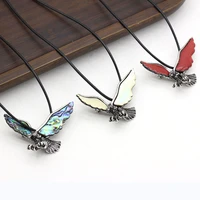 2021 new personality natural abalone white red shell eagle alloy pendant necklace jewelry gift for men and women 50x35mm