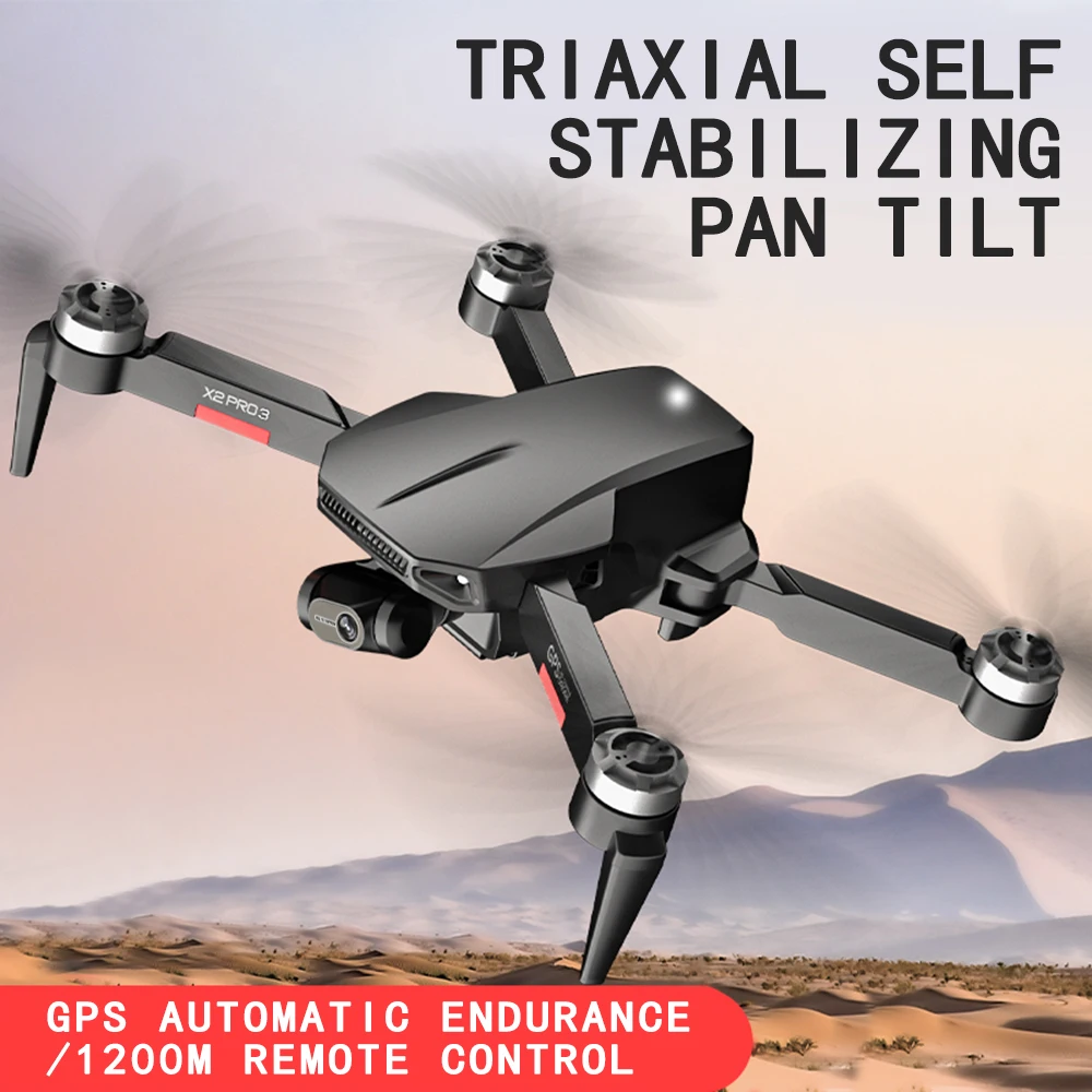 

X2PRO3 RC Drone 4K Professional HD Camera 5G Wifi GPS Three-axi Borstelloze Motor Joint Remote Control Quadcopter FPV Helicopter