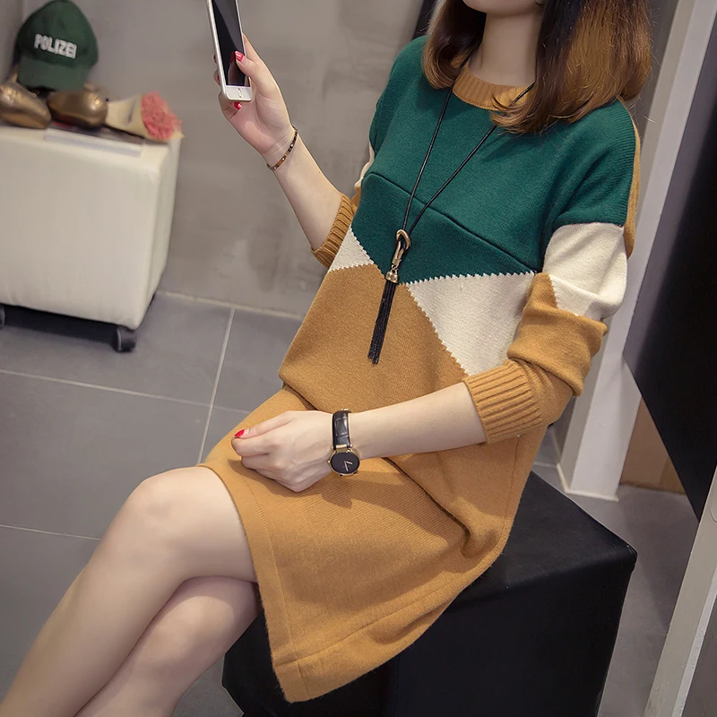 Модное платье для беременных корейский стиль вязаные свитера кормящих мам