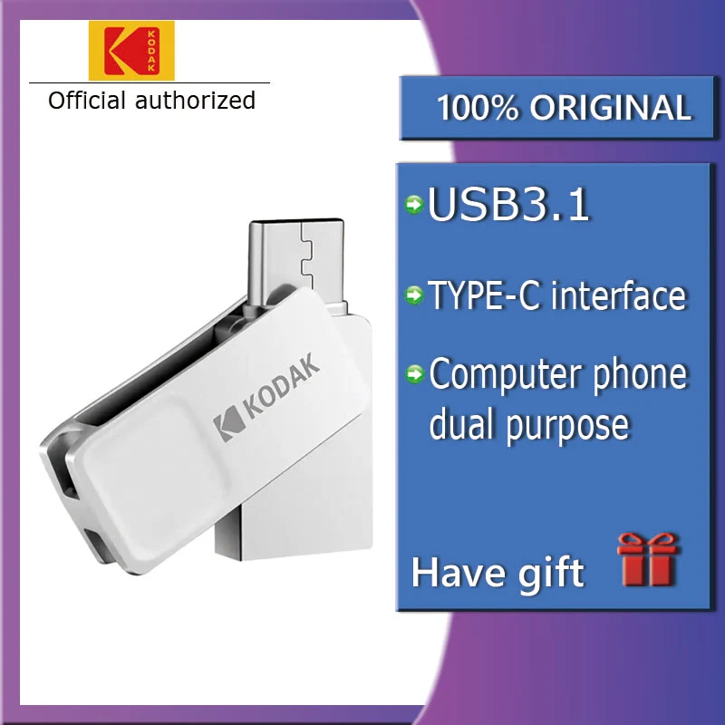 Kodak K223B металлический USB3.1 Micro USB двойной интерфейс флэш-накопитель 16 ГБ 32 64 Гб карта