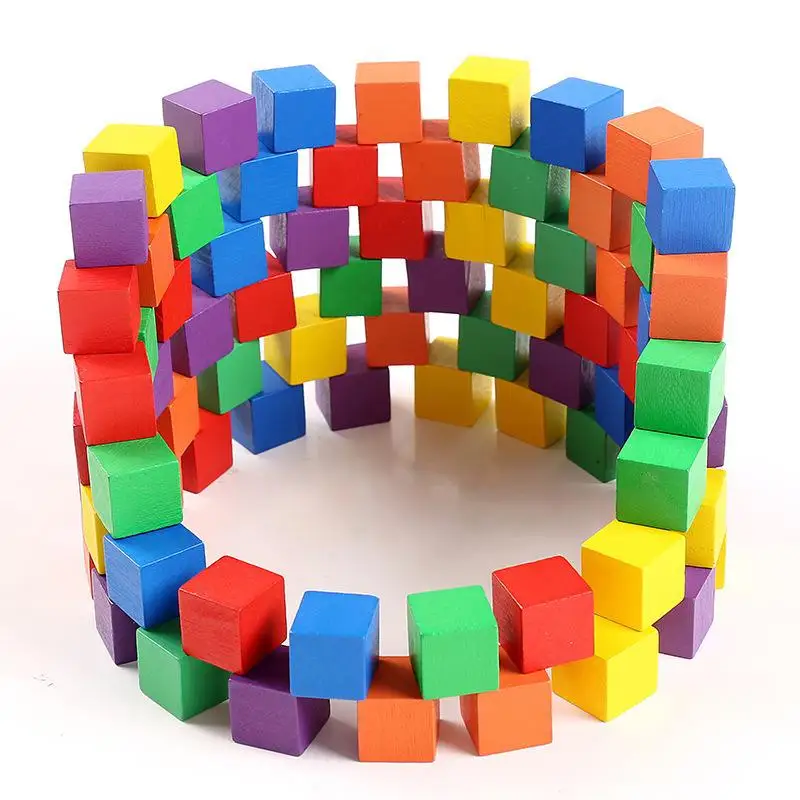 

100 шт. деревянный куб строительные блоки Монтессори математика учебных пособий геометрический познания, развивающая игрушка для детей