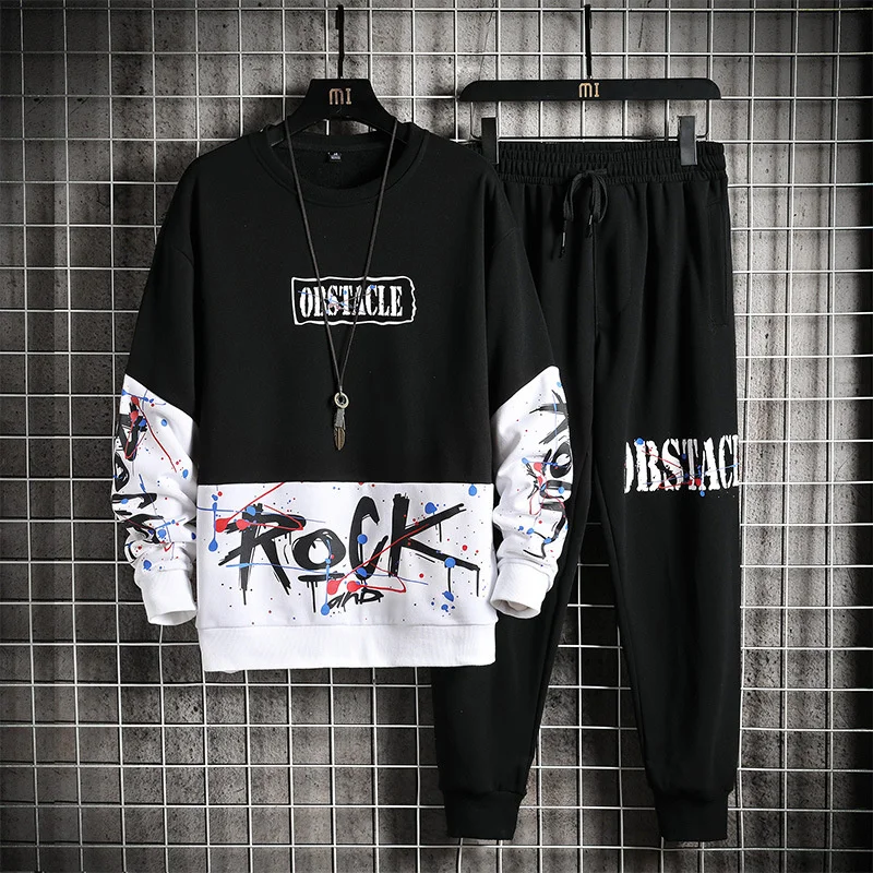 

Новинка 2022, мужские спортивные костюмы из двух предметов, мужские толстовки с капюшоном, свитшоты в стиле пэчворк, спортивные комплекты с бр...