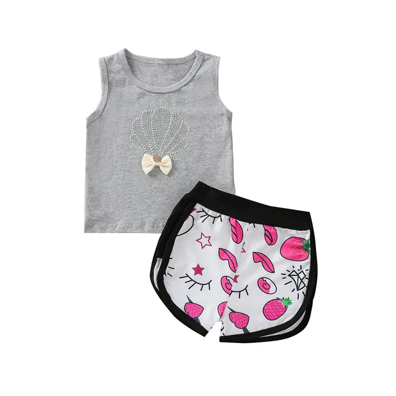 

2021 Одежда для девочек, одежда для девочек, жилет и шорты с рукавами-летучими буквами, летний комплект из 2 предметов, Детские комплекты