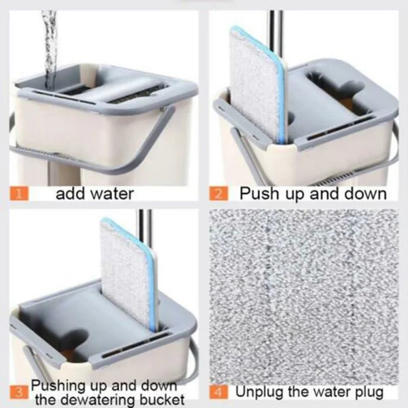 Dust Wizard Mop Cleaning Tool Kit With Barrel And Cloth Easy Washing Tile Marble Floor for Home Kitchen | Дом и сад