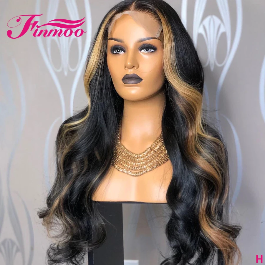 13x6 волнистые Мёд блондинка Синтетические волосы на кружеве парики человеческих