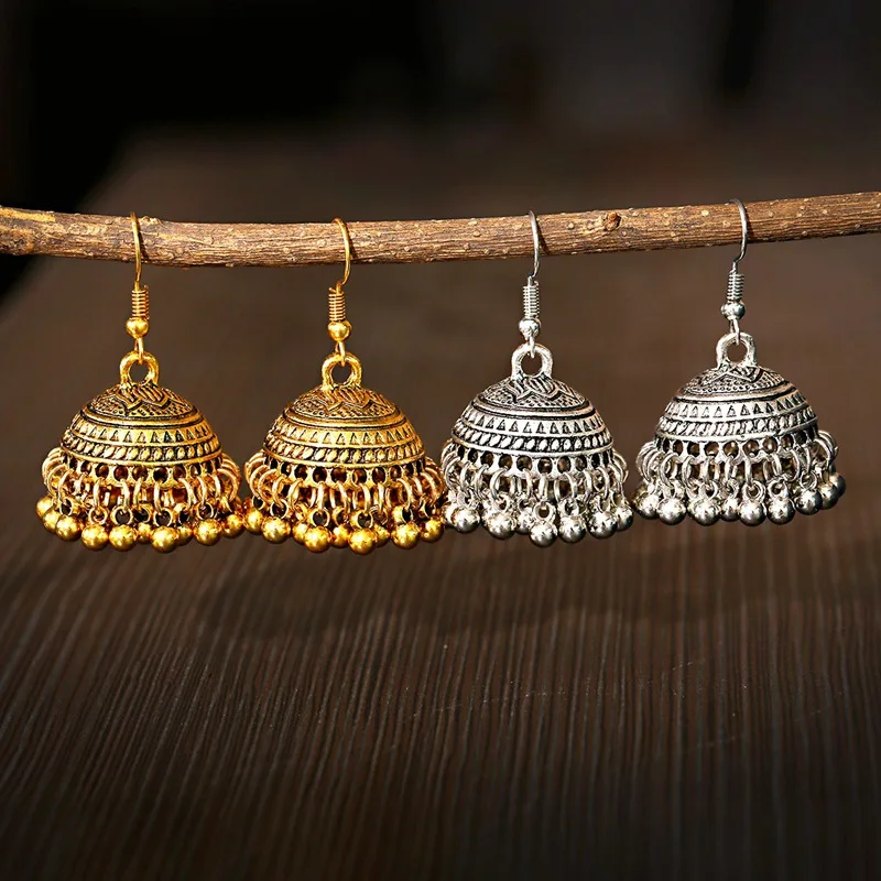 2020 цыганские украшения Винтажные индийские Jhumka Bell этнические серьги кисточки