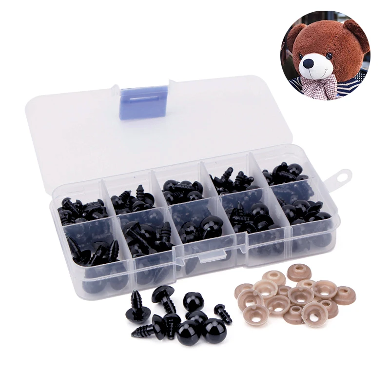 

100Pcs 6-12mm DIY Doll Eyes Black Plastic Crafts Safety Eyes for Teddy Bear Soft Toy Animal Doll Amigurumi DIY Accessories