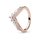 Новая пара подарки кольцо розовое золото серебро Корона блестящие женское кольцо с цирконом ювелирные изделия кольцо