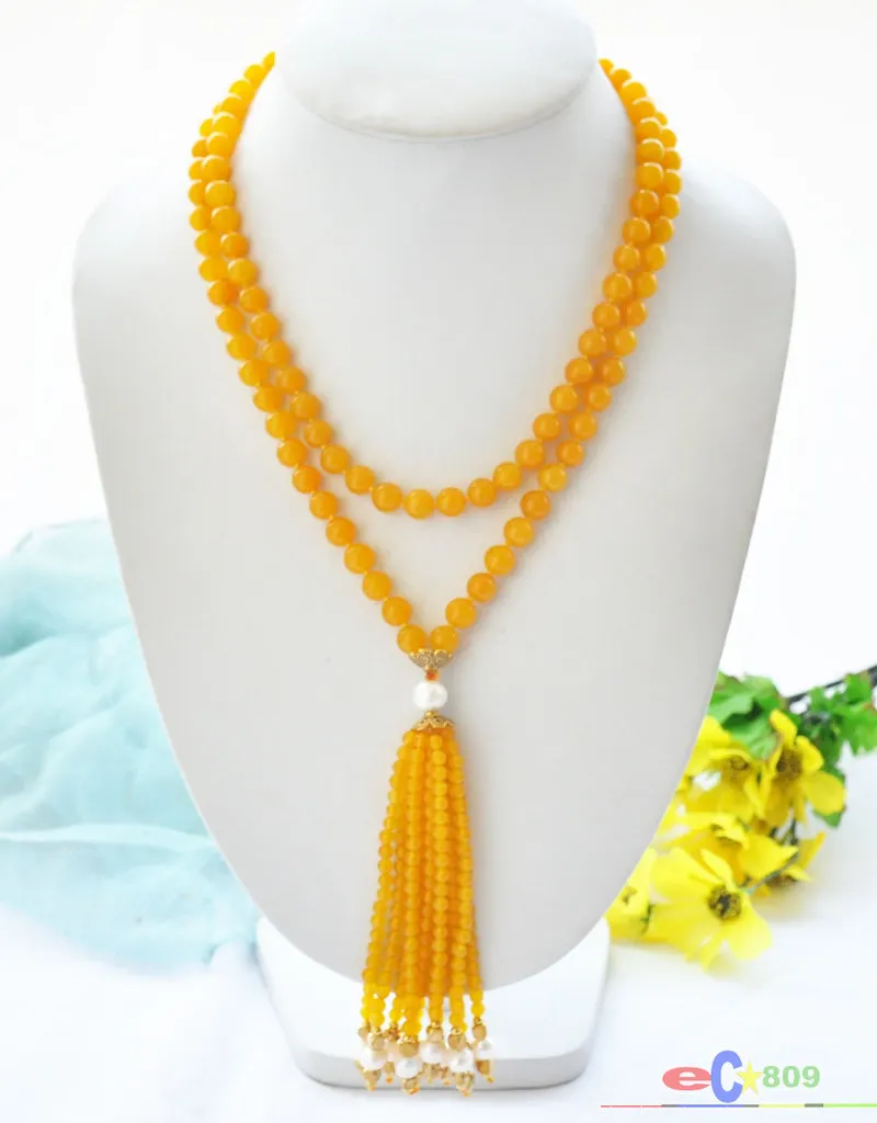 

S1844 40" 8mm blue jade Agate turquoise white round pearl necklace