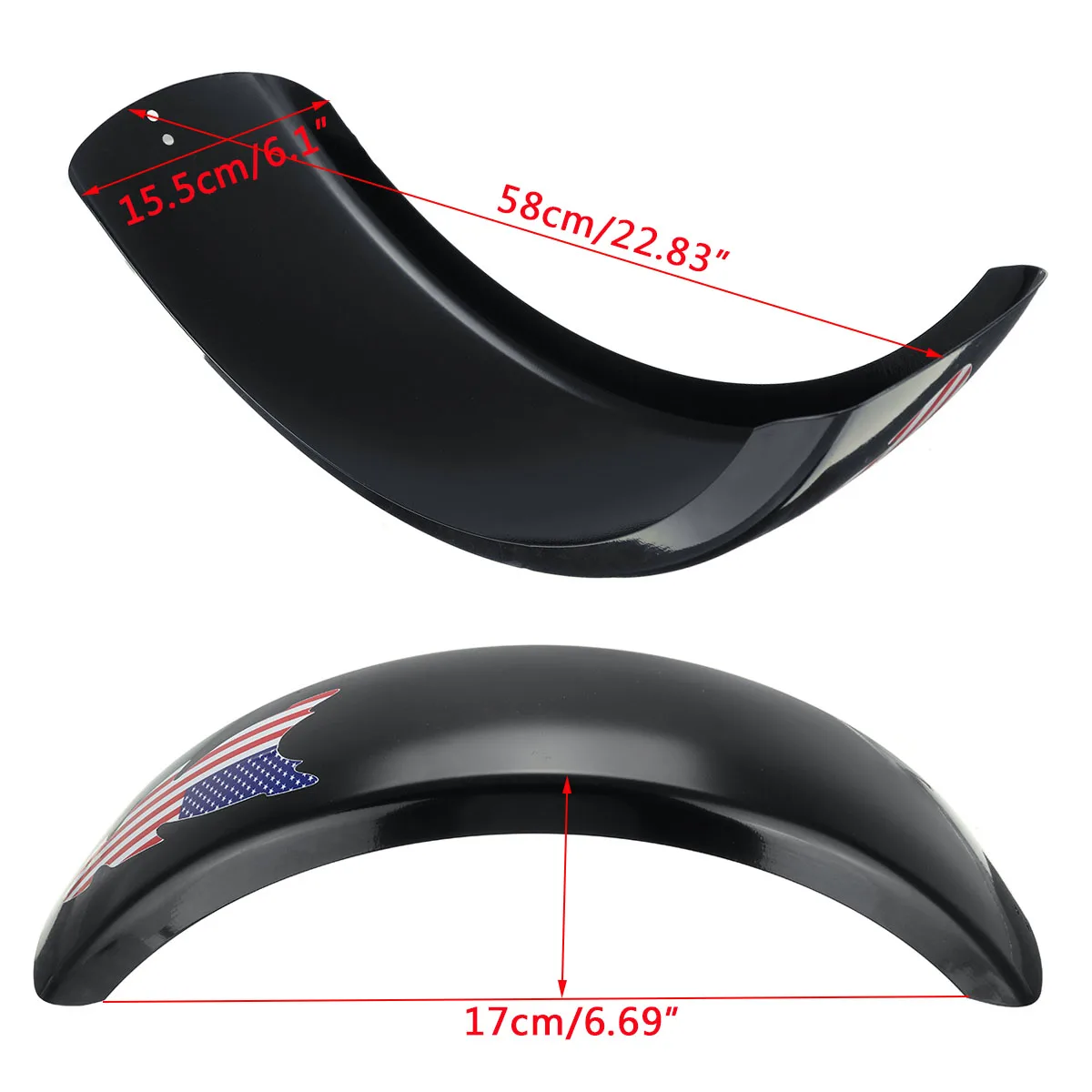 

6.1" Rear Fender Mudguard Motorcycle Mud Flap Wheel Cover Protector Motocross Splash Guard w/US Flag Sticker