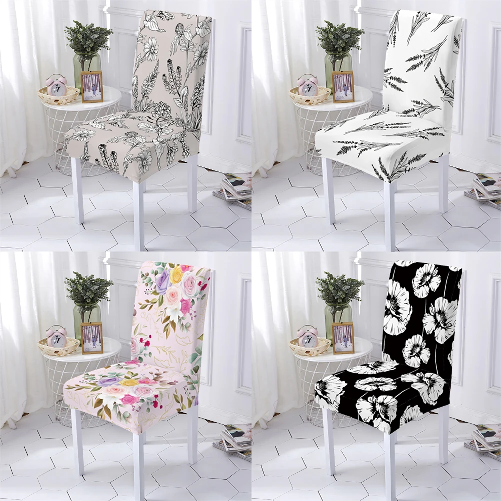 New Plant Style Cover Chair Dining Room Chair Covers Cover Of Chair Flowers Leaf Pattern Elastic Armchair Covers Home Stuhlbezug