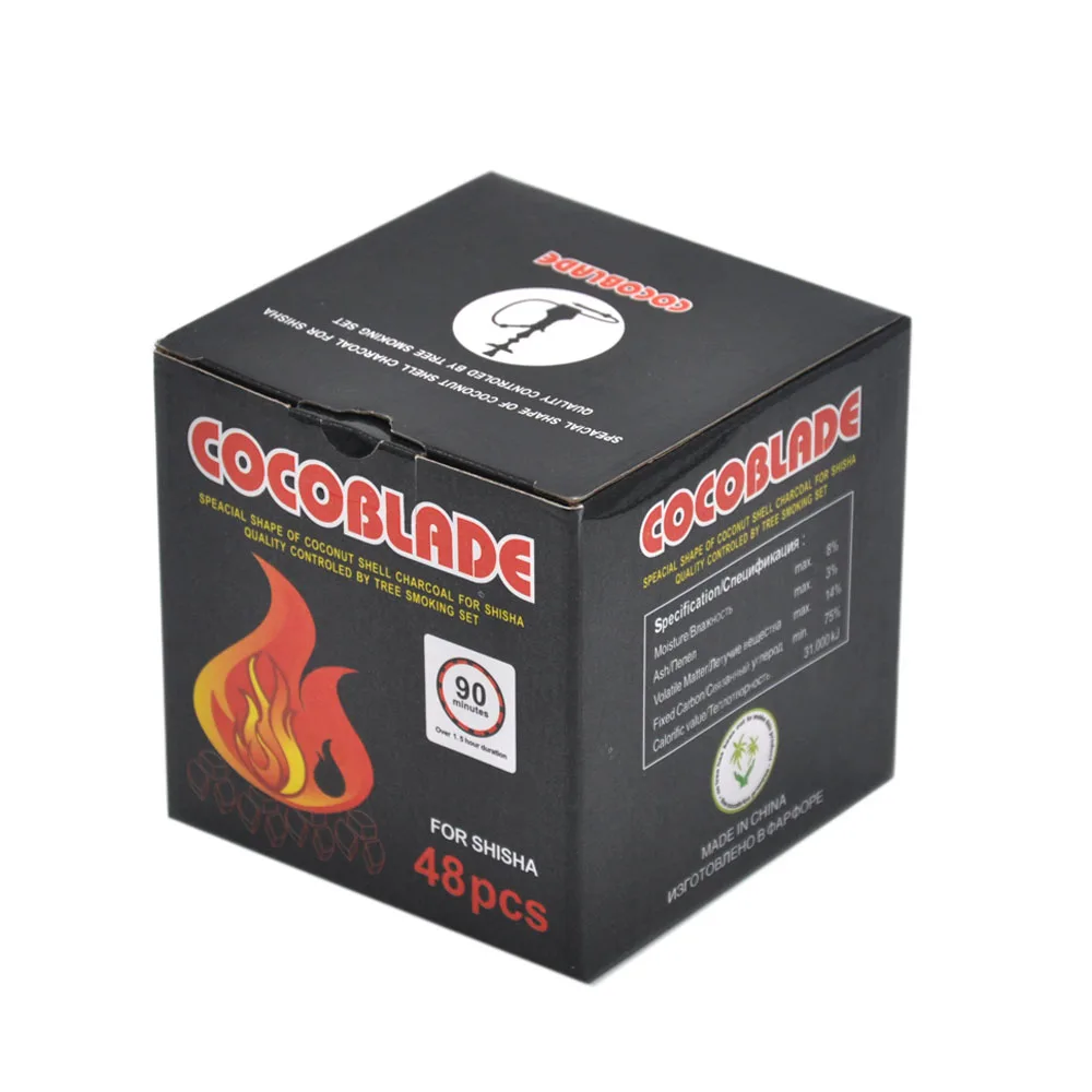 48 шт./кор. Cocoblade Кокосовая Скорлупа древесный уголь для кальяна держатель