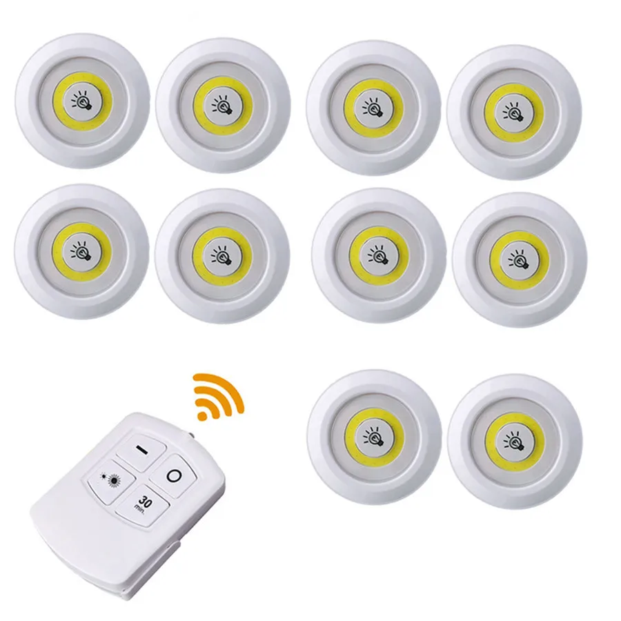 1 Remote 10 Lamp Thrisdar 3 Вт COB диммируемая светодиодная подсветка под шкаф с дистанционным сенсорным краном светодиодный Шайба шкаф светильник s кухонный шкаф лестничный ночник - Цвет: 1 Remote 10 Lamp