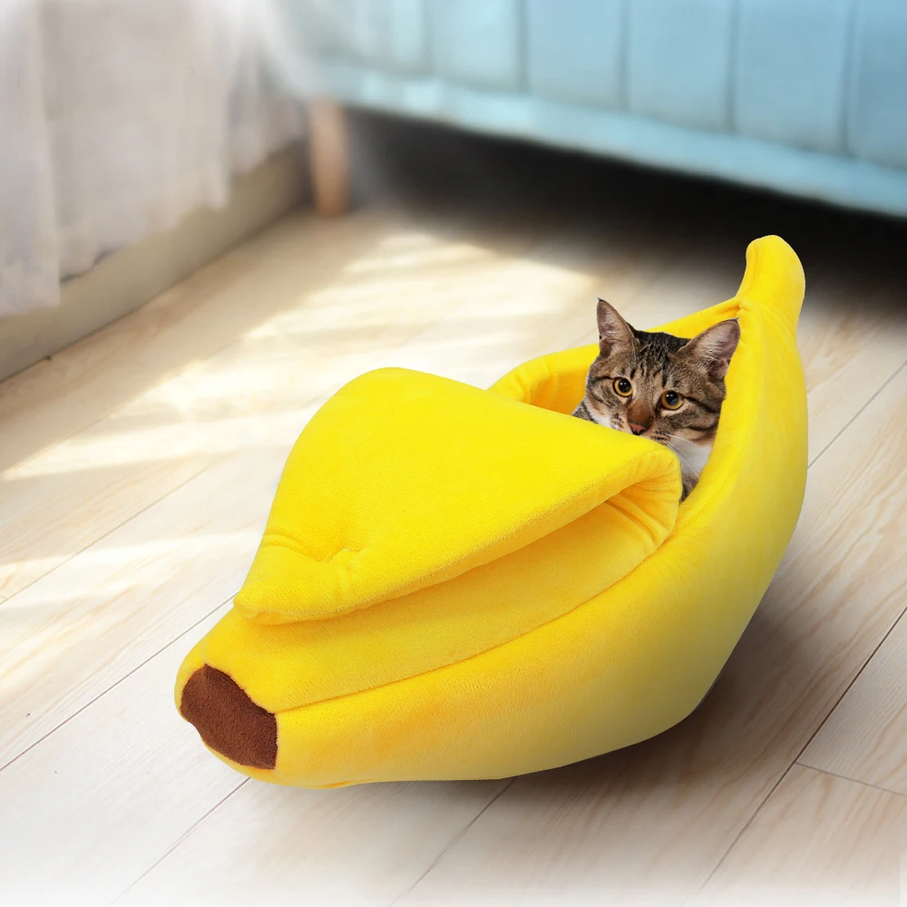 Banana Cat Bed House Cozy Cute Puppy Cushion Kennel Warm Portable Pet Basket Supplies Mat Beds for Cats Kittens | Дом и сад