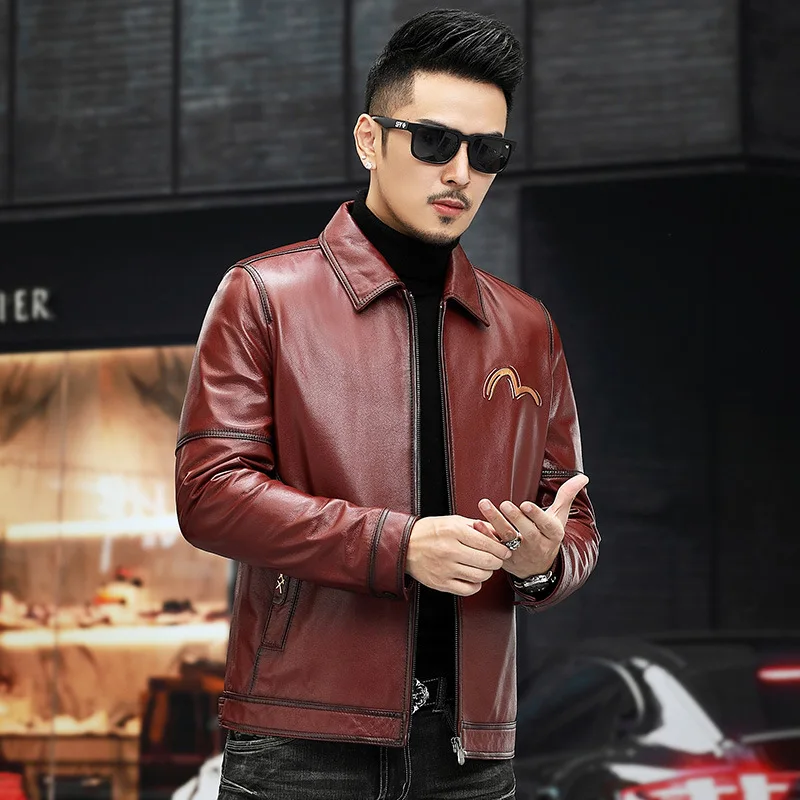 

Мужская одежда, мотоциклетное пальто из натуральной коровьей кожи, осенняя мужская одежда из натуральной кожи