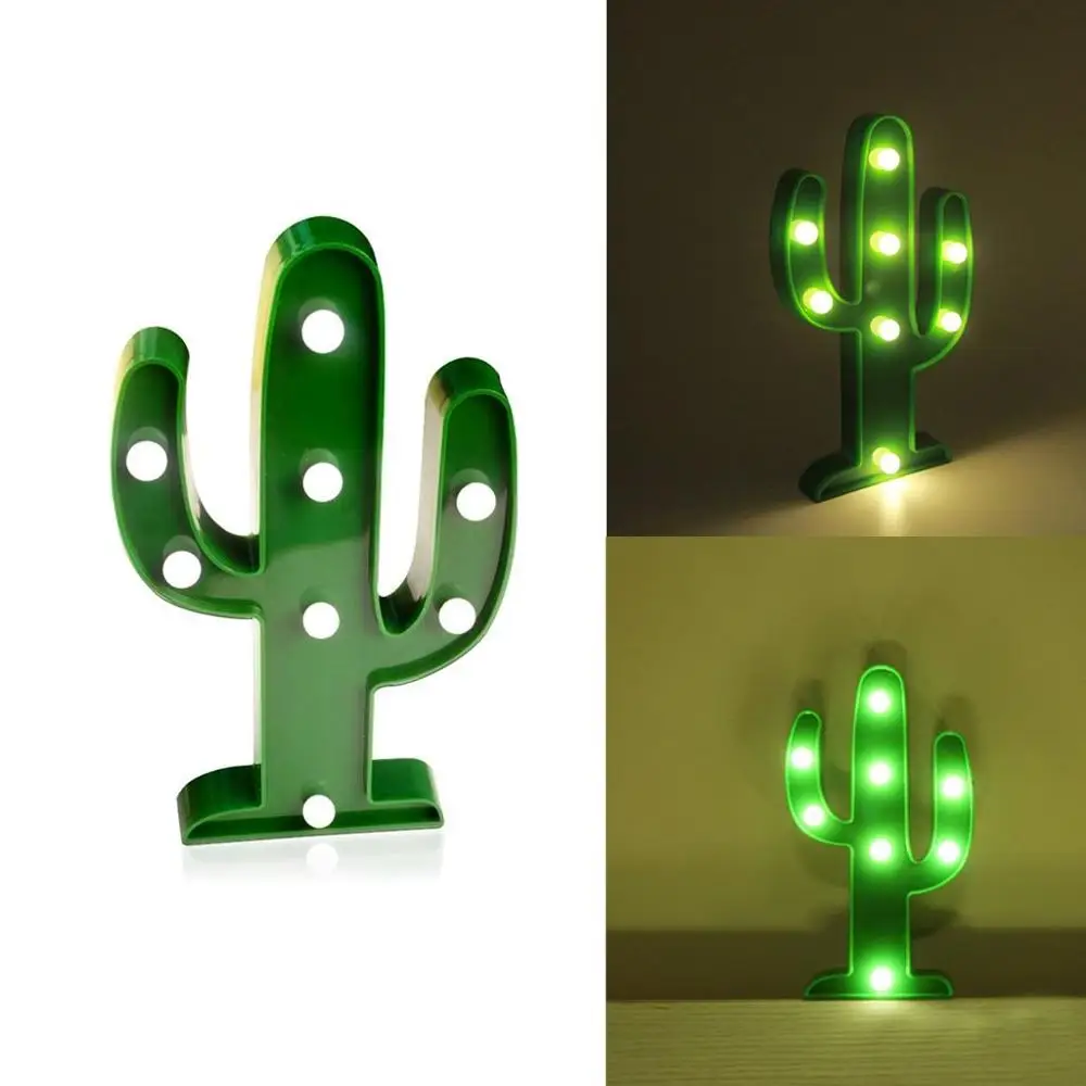 Светодиодный неоновый светильник в форме кактуса с основанием настольная лампа