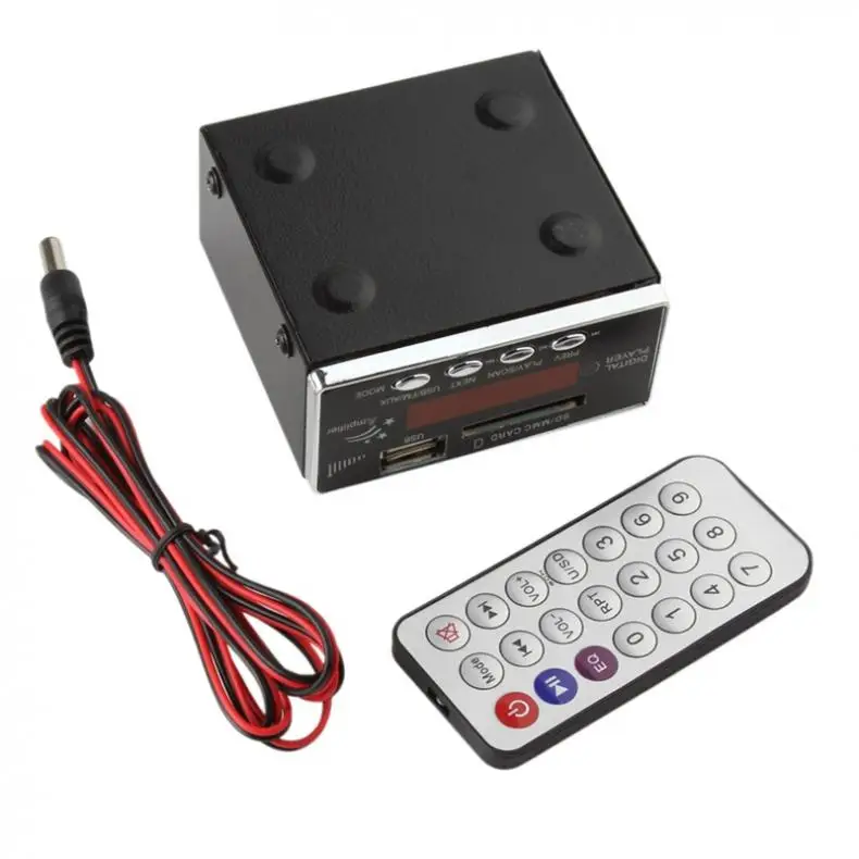 12V цифровые часы Авто Мощность усилителя& Аудио MP3 плеер с FM радио 4-Электронная кнопочная панель Поддержка/USB/SD/MMC карты+ пульт дистанционного управления