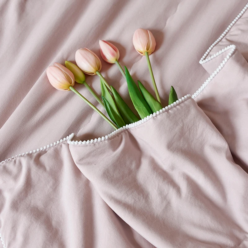 

Super Soft Solid Color Cotton Home Bedding Set Spr.Sum.Fal.Win. Quilt Flat Fitted Sheet Pillowcases Twin Queen King 1/4pcs