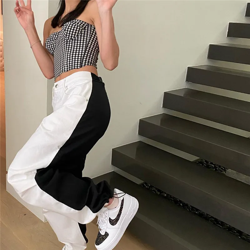 

Women Fashion Streetwear Outfits Casual Trousers 2021 Patchwork High Waist Cargo Pants Autumn Winter New Fashion