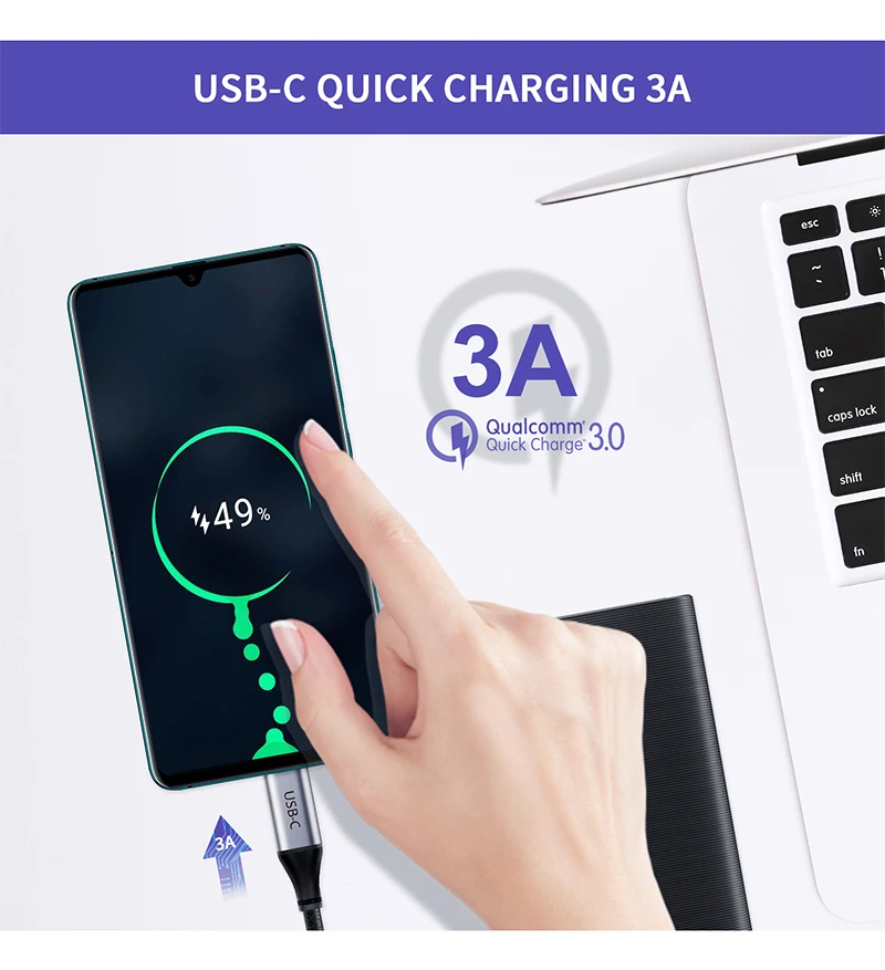 Кабель для синхронизации и быстрой зарядки, кабель USB-C, 3 А для компьютера Xiaomi mi9 Redmi note 7 и компьютера C004