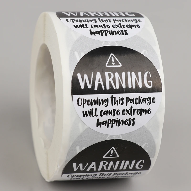 

500pcs Black And White Adorable Warning Sricker Labels Extreme Happiness Labels