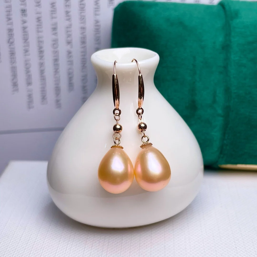 

shilovem 18k yellow Natural freshwater pearls Drop Earrings fine Jewelry women trendy wedding Christmas gift new myme8-9222zz