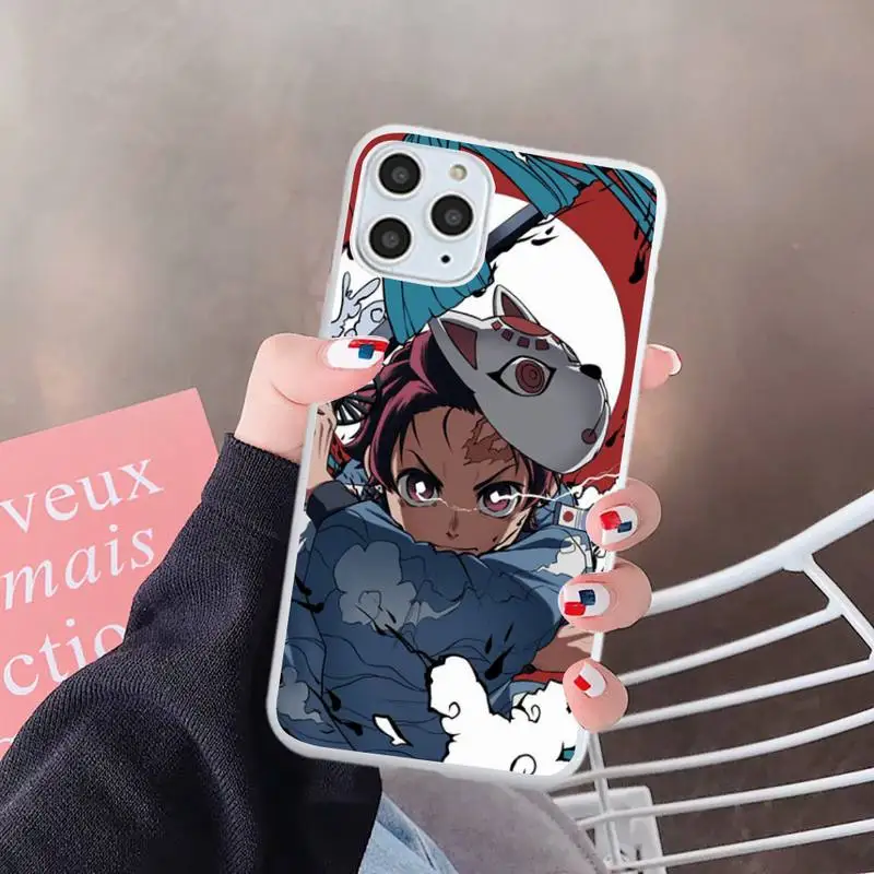 

Kamado Nezuko Kimetsu no Yaiba Demon Slaye Phone Case Candy Color for iPhone 6 7 8 11 12 s mini pro X XS XR MAX Plus