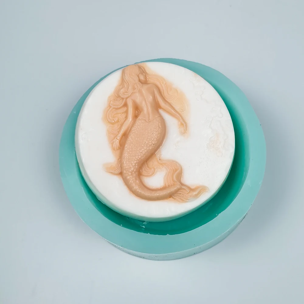 

TS0268 Wedding Candle Decoration Gift Creative Mermaid Round Clay Resin Moulds DIY Beautiful Fish Silicone Moulds PRZY