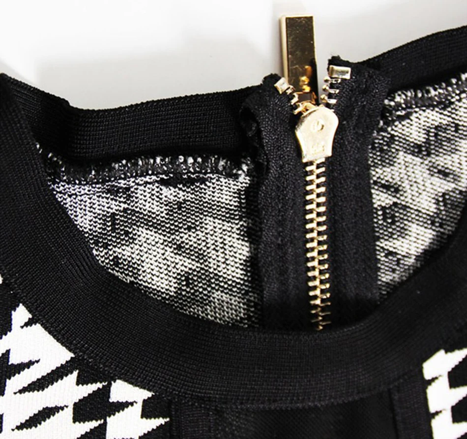 

2020 New Women Houndstooth Bandage Dress Sexy Round Neck Mesh Gauze Hollow Long Sleeve Bodycon Mini Dress Club Party Vestidos