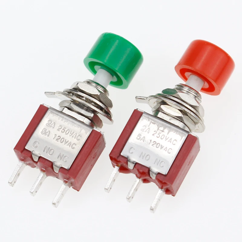 

5Pcs 3Pin C-NO-NC 6mm Mini Momentary Automatic return Push Button Switch ON-(ON) 2A 250VAC/5A 120VAC Toggle Switches