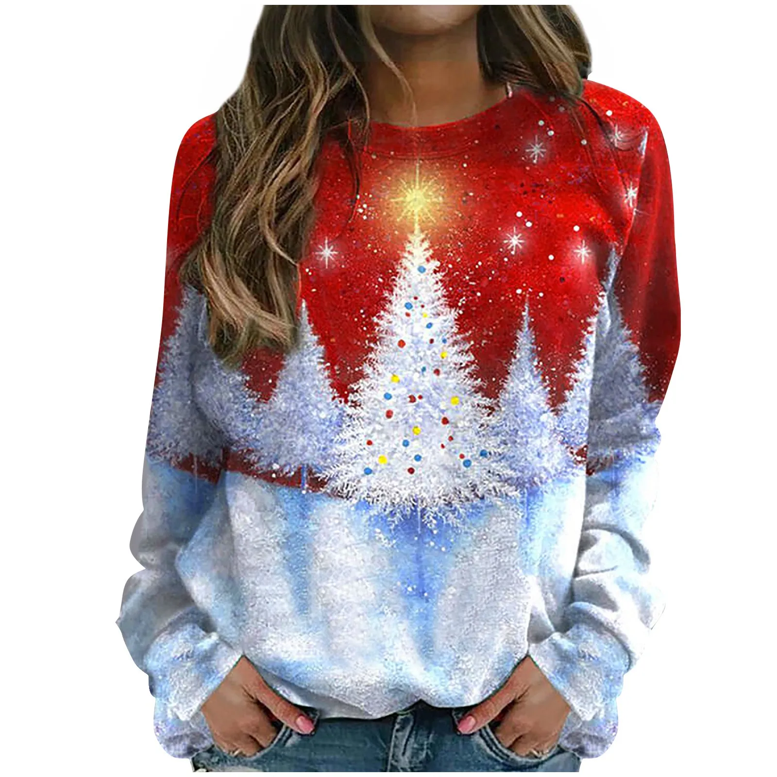 

Women's Christmas Hoodies Fashion Merry Christmas Printed Sweatshirt Casual Ladies Female Round Neck Long Sleeve Tops Tees 2022