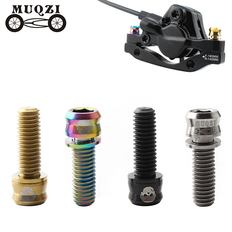 

Muqzi 4Pcs Fiets Schijfrem Schroeven M6 * 17/19Mm Mtb Racefiets Stuurpen Schroef Titanium legering Mechanische Remklauw Fixing