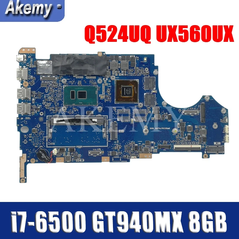 

Q524UQ материнская плата для ноутбука For Asus UX560U UX560UQK UX560UQ Q524U Q524UX материнская плата для ноутбука UX560UX Проверка прошла успешно i7-6500 Процессор GT940MX ...