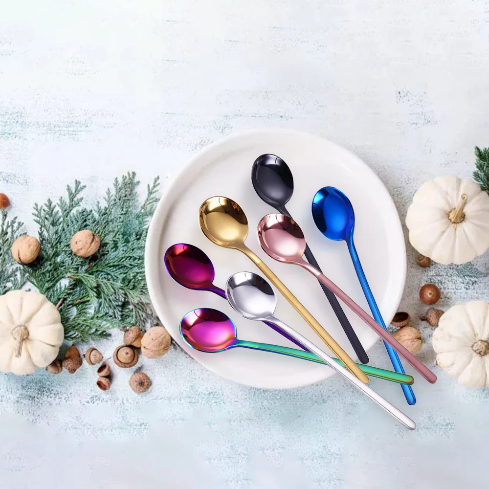 

1PC Round Shape Ice Cream Spoons Ice Teaspoons Stainless Steel Spoon Mini Watermelon Spoon Home Coffee Mixing Spoon 13cm Length