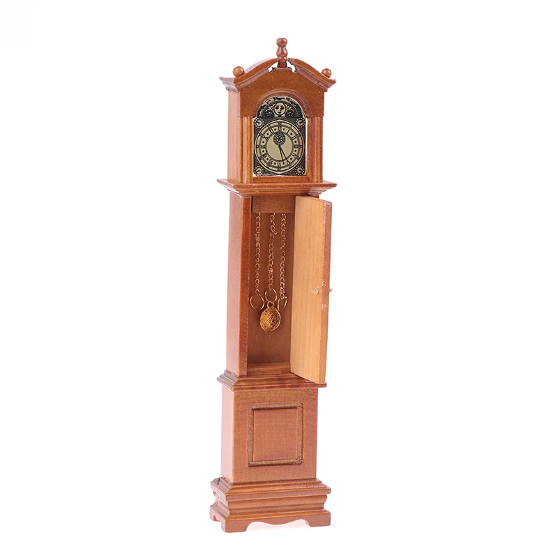 1:12 Dollhouse Miniature Wood Floor Clock Grandfather Clock 