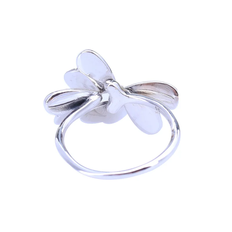 

100% 925 Sterling Silver Pan Ring Creative Lucky Clover Rotate Ring For Women Wedding Party Gift Fashion Jewelry