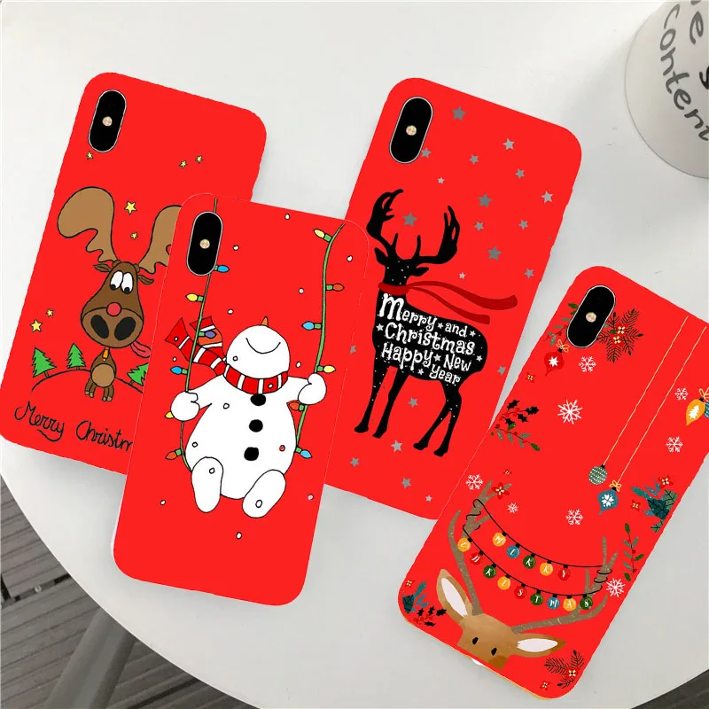 

Cute Cartoon Merry Christmas Case for IPhone 11 Pro XR X Xs Max 7 8 6 6S Plus Cute Santa Claus Elf Deer Silicone Phone Cover