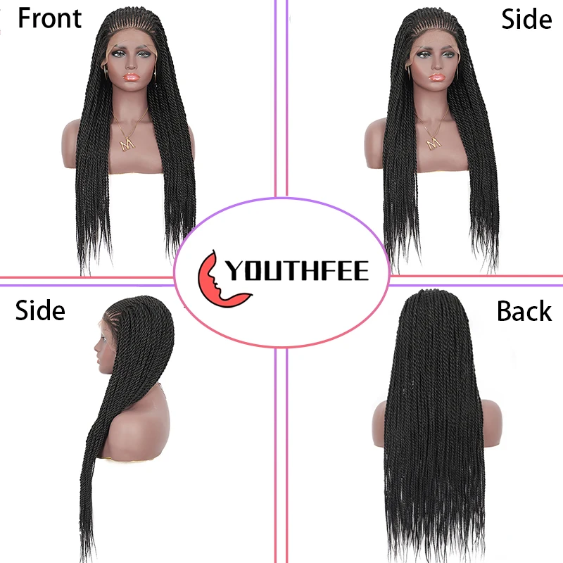 

Youthfee 13x5 Lace Front Synthetic Wigs with Baby Hair 31"Handbraid Cornrow Wig for Black Women Lace Frontal Twisit Braided Wigs