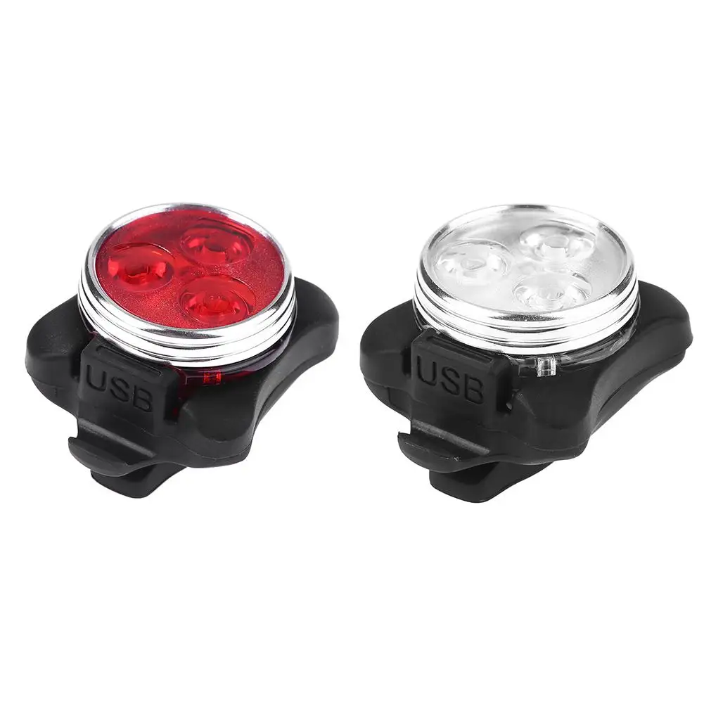 Bicycle Headlight+Tail Lamp 3 Modes USB Rechargeable Safety Warning Light