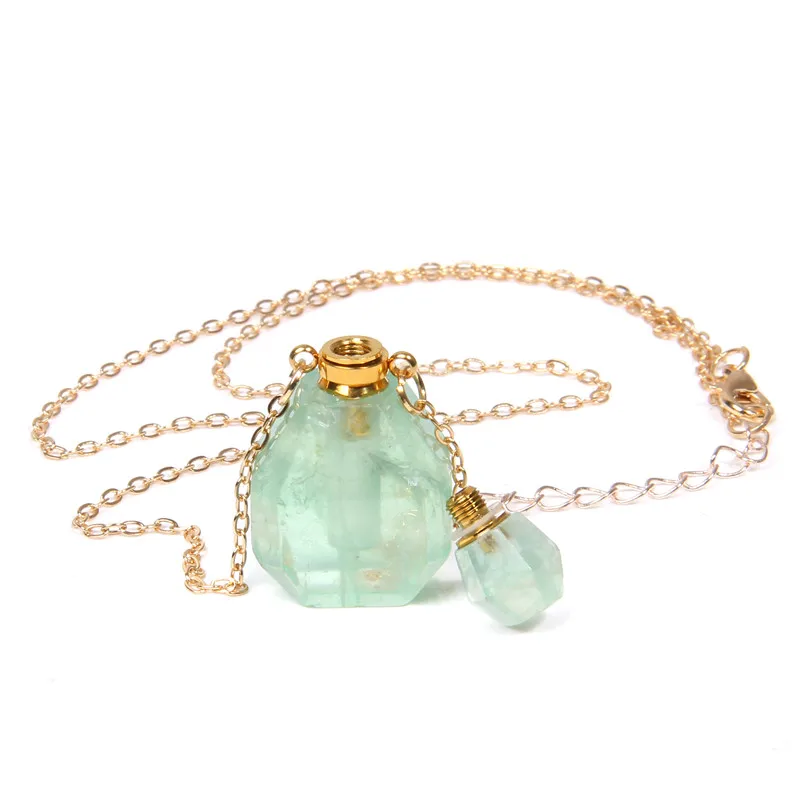 Ожерелье с подвеской в виде флакона духов из натурального флюорита для женщин