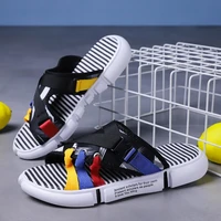 2020 mens slippers colorful black summer mens casual canvas loafers shoes fashion soft platform designer shoes chanclas hombre