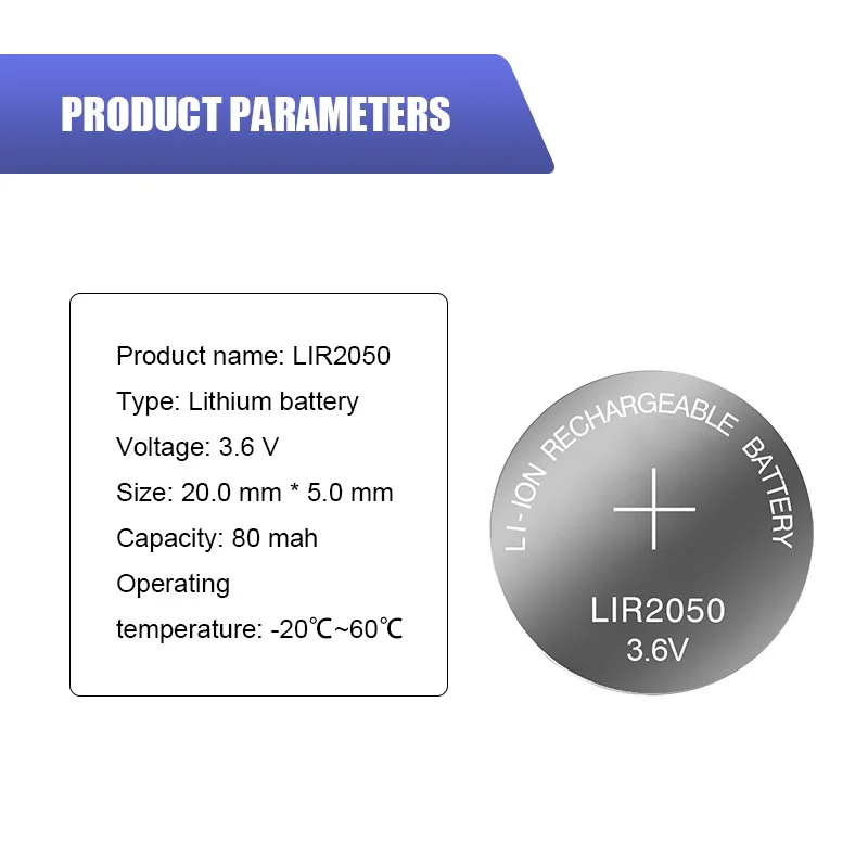 Литий-ионная аккумуляторная батарея LIR2050 lir 3 6 80 мА · ч 2050 в 8 шт. сменная