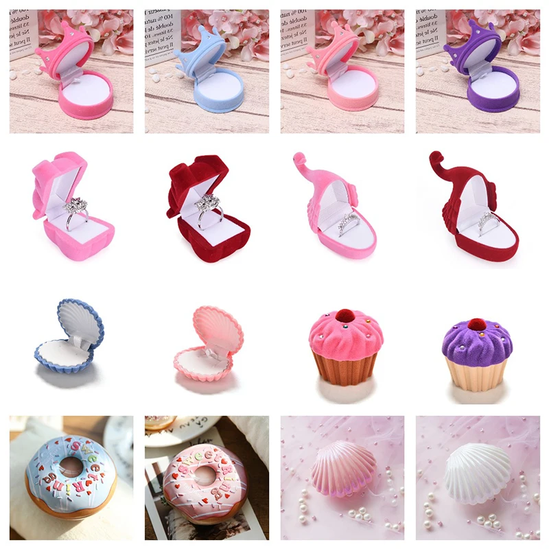 

1 Piece Lovely Velvet Jewelry Box container Wedding Ring Box for Earrings Necklace Bracelet Display Gift Box Holder 24 styles